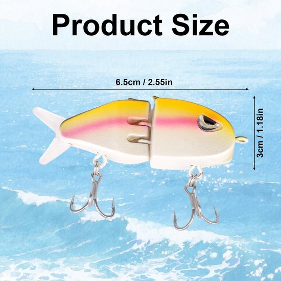 Dailygoods - Dailygoody - Mini Glide Bait - Realistische Swim Bait - Perfect voor Baarsvissen - 2 Stuks - Koolstofrijke Haken - Geschikt voor Roofvissen - Kle — afbeelding 3