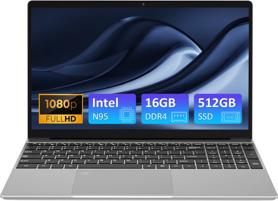 Auusda T152A - 15.6 inch laptop - N95 processor, 16GB RAM, 512GB NVMe SSD - Full HD scherm - Backlit toetsenbord - Vingerafdruksensor - WIFI5 - Ideaal voor kantoor & studie - Auusda - Hoofdafbeelding