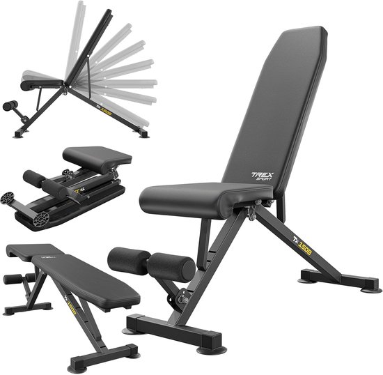 Trex Sport TX-150B – Verstelbare Fitnessbank – Inklapbaar – Voor Dumbbells & Bench Press – Eenvoudig Opvouwbaar – Thuisgym – Max. 150 kg