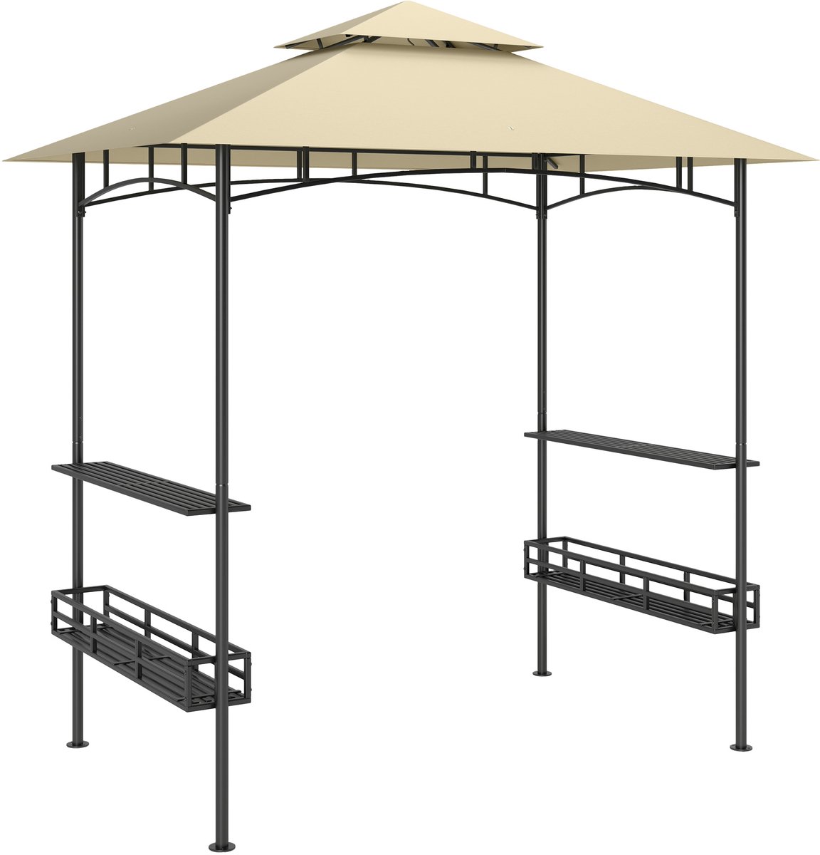 Beige BBQ Prieel-Waterdicht Vlamvertragend-Met Opbergrek-Tuin 240x150cm