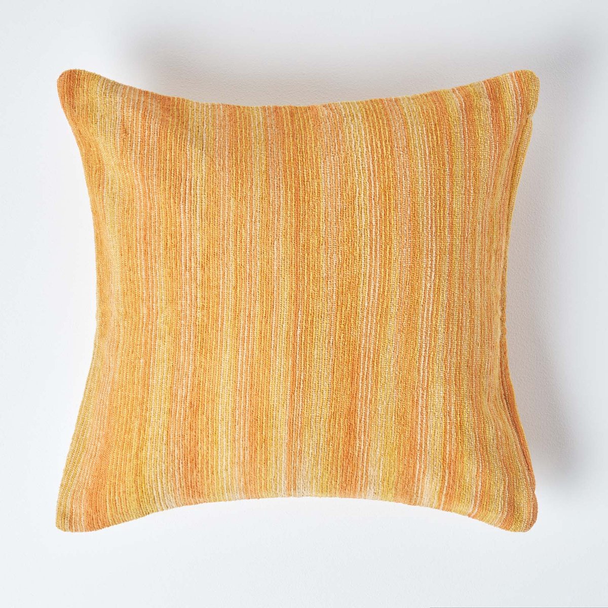 Homescapes Terracotta Gestreepte Chenille Kussenhoes 60 x 60 cm Oranje terracotta