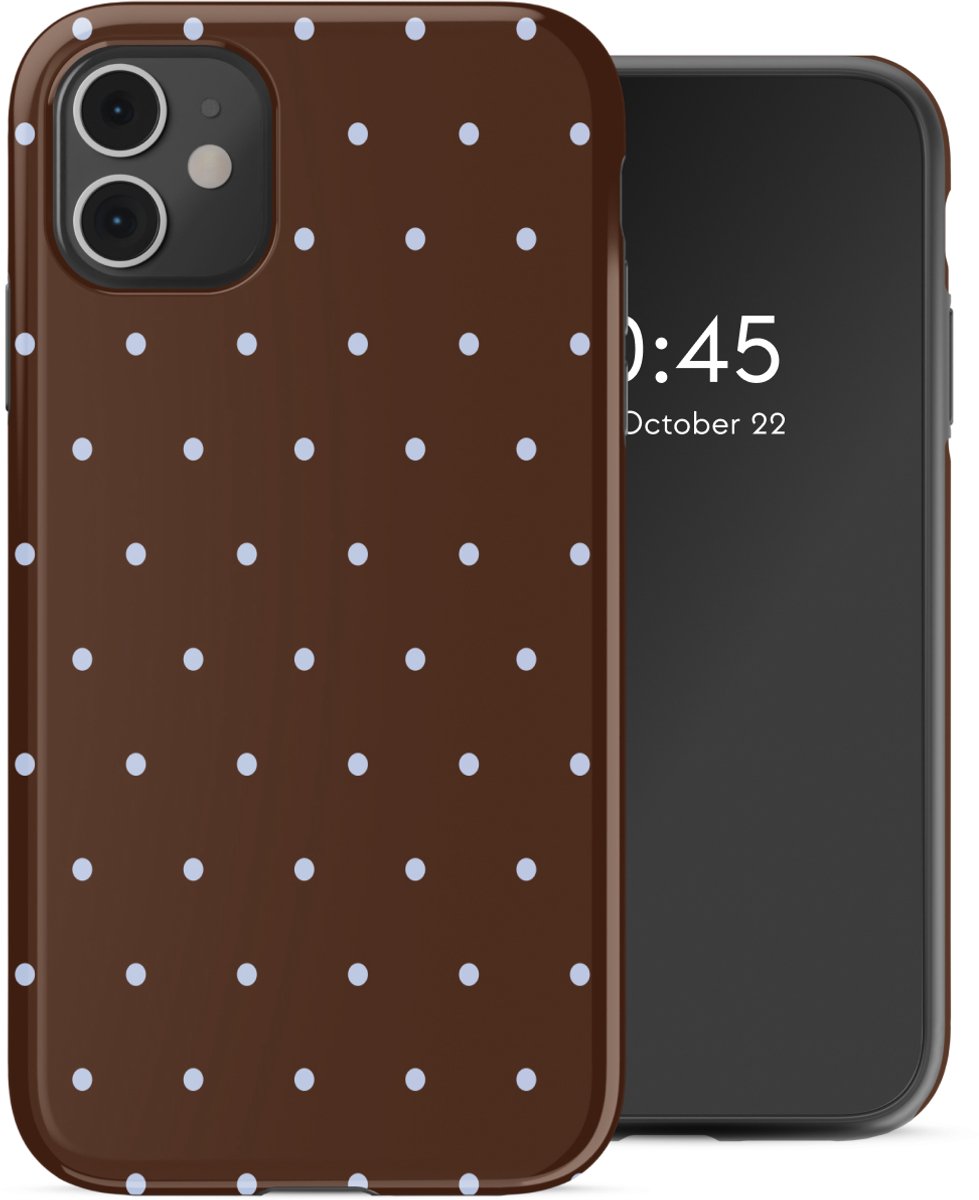 Selencia Hoesje - Geschikt voor Apple iPhone 11 - Backcover - Happy Dots Chocolate