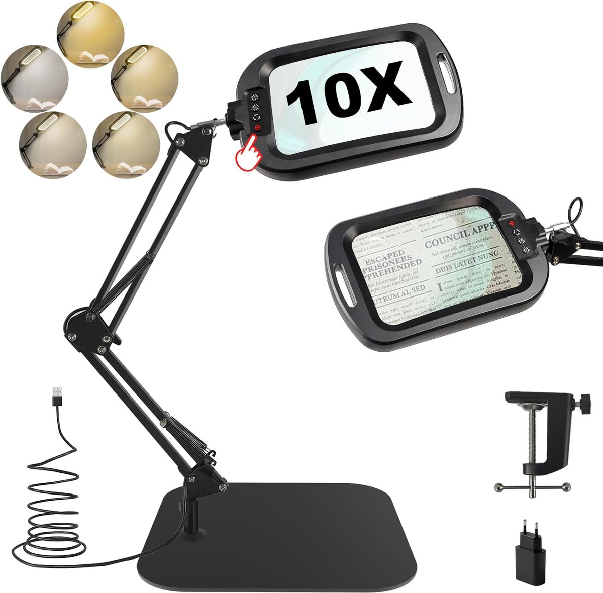 Vergrootglas loep ledverlichting - LED verlichting oplaadbaar - Borduurlamp dimbaar - Hobbytafel