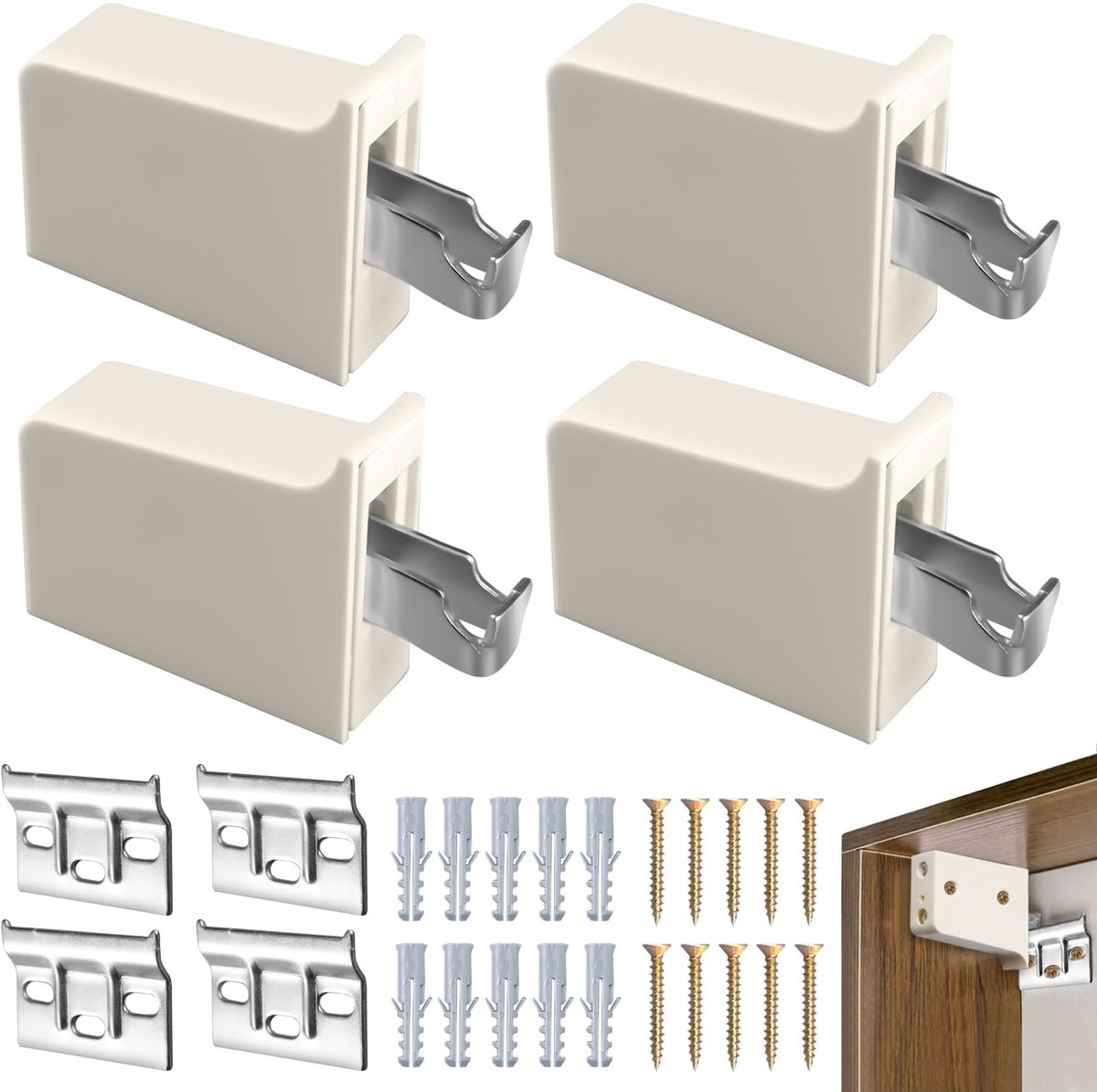 Dailygoods - Dailygoody - Keukenkast Muur Ophangbeugel - Kastophangbeugels Set - Draagvermogen 100 kg - Wit - Universele Kastophangers - Geschikt voor Wandkasten -