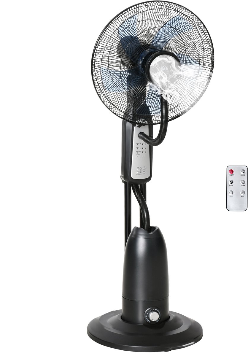 Statiefventilator-Nevelventilator - Statiefventilator - Staande ventilator - Waternevel - 2,8 liter - 3 standen - Timer - Kantelbaar - Woonkamer - 120cm