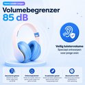 Casque bleu et blanc pour enfants, axé sur l'écoute en toute sécurité avec une limite de volume de 85 dB.