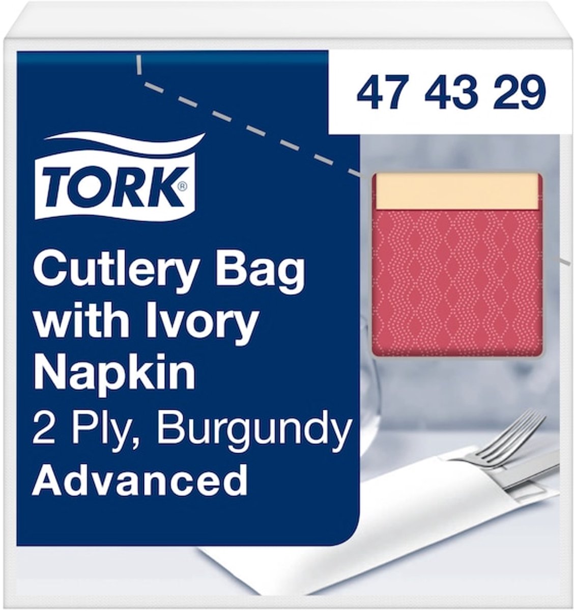 Tork 474329 bestekzakje burgundy met 2-laags cream servet 500 stuks (474329)