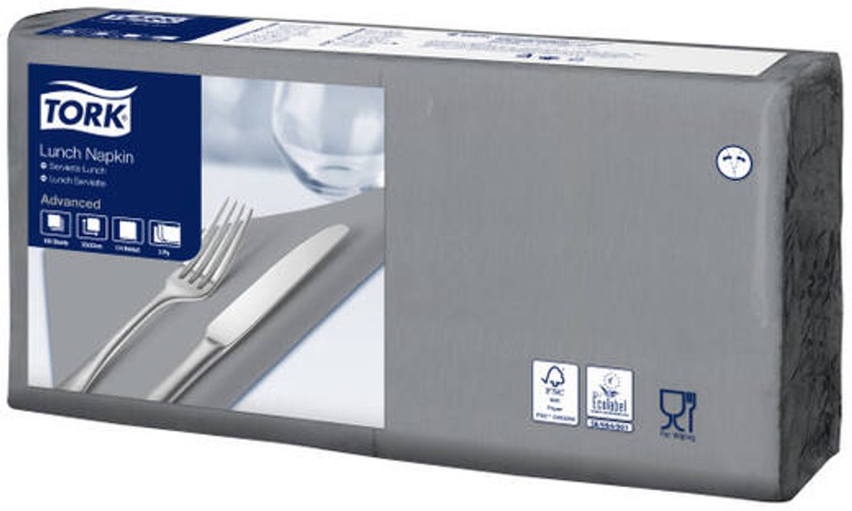 Tork 477869 soft lunchservet advanced grijs 33x33 cm 3-laags 1500 stuks (477869)