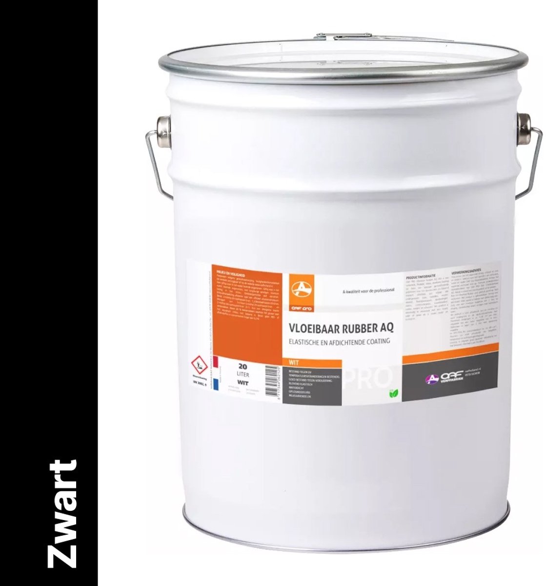 OAF PRO Vloeibaar Rubber AQ Zwart 20 liter - UV-Bestendig - Dakbedekking - Afdichting - Dicht Scheuren en Kieren - In Wit, Grijs en Zwart