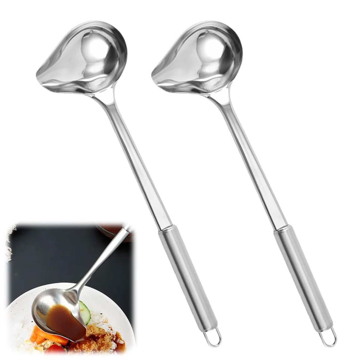 Cuhostki Sauslepel Set Van 2 - Roestvrijstaal - 26.8 X 7.8 Cm - Keukengereedschap