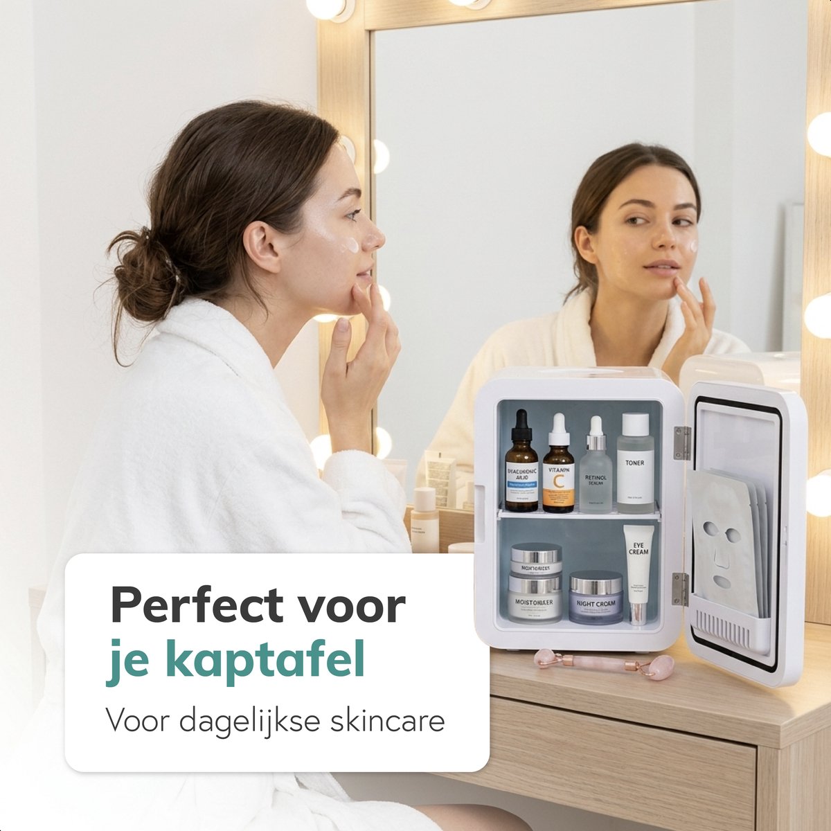 Soft & Silky Skincare fridge - Mini - Make up Organizer - Make-up Koelkast - Cosmetica & Skincare - Auto koelkast - Beauty - Frigobox - ac/dc - koelkastje — afbeelding 4