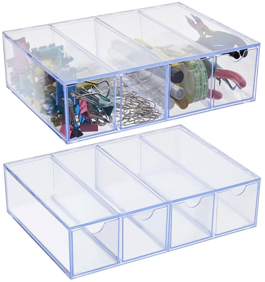 Dailygoods - Set van 2 Stapelbare Acryl Bureau Organizers met 8 Lades