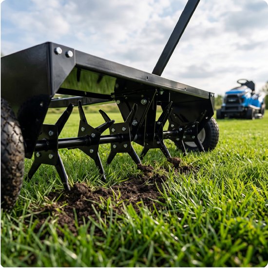 HW-AERATOR Gazonbeluchter voor zitmaaier en quad - 93 cm - 24 Pinnen Compatibel met de HEXWELT HW-TR-452 tuintractor — afbeelding 5