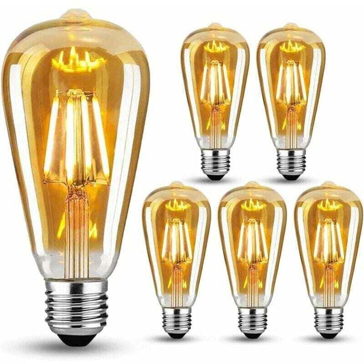 lamp-Set van 6 E27 retro LED-lampen, 4W (vervangt 40W), warm wit licht, retro verlichting