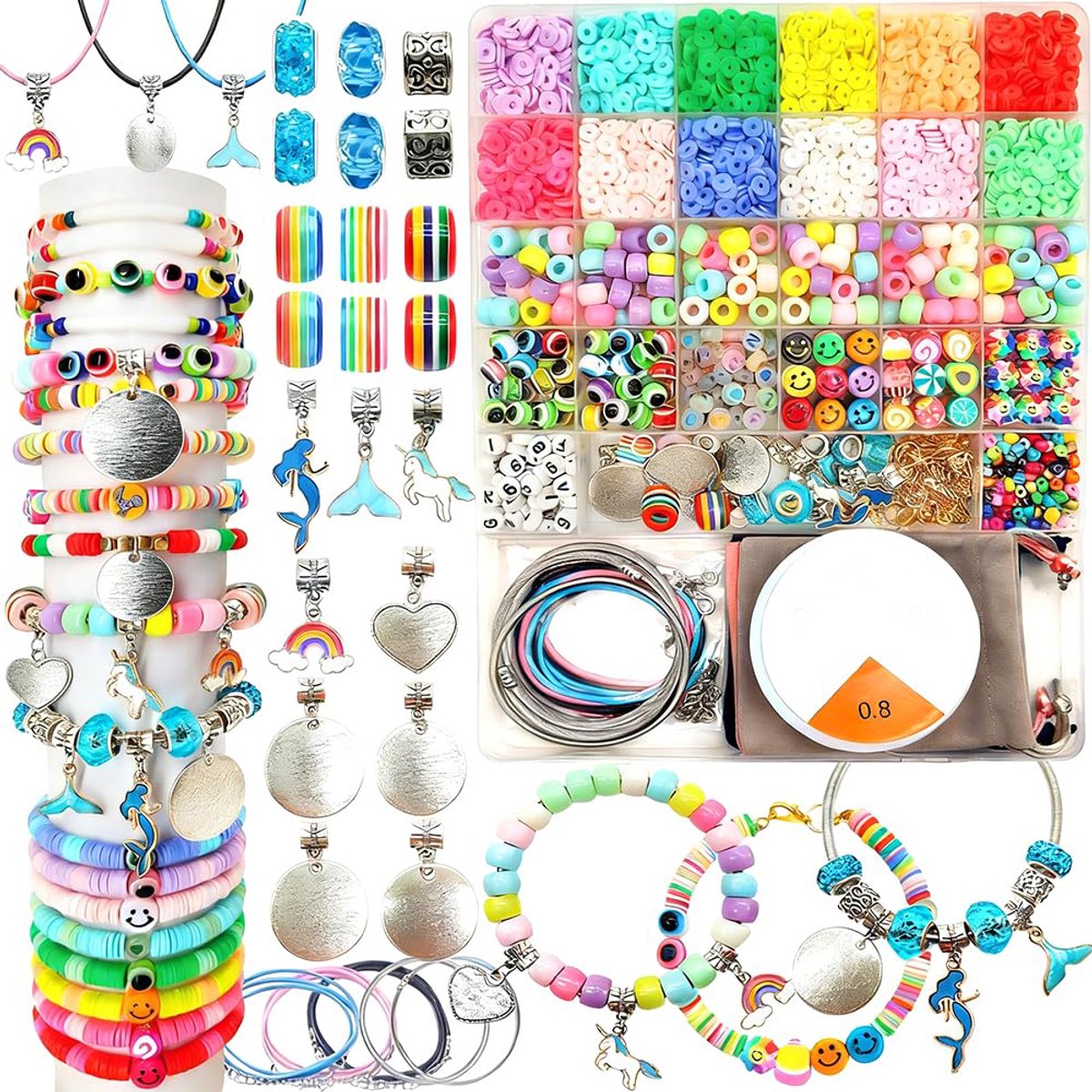 Armbandenset Meisjesspeelgoed - Benodigdheden voor het maken van bedeljuwelen - Knutselcadeaus voor meisjes voor verjaardagen en Kerstmis