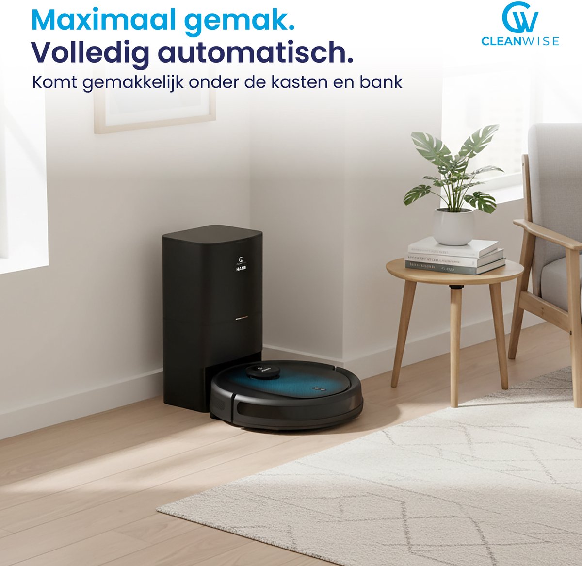 CleanWise Hans Robotstofzuiger met Dweilfunctie & Automatisch Leegstation – 90 dagen handsfree – Nederlands Product – Dweilrobot – LiDAR Navigatie – 7000 Pa – HEPA 14 Filter – Tapijtherkenning – No-Go Zones – Voor Huisdierharen – foto 7