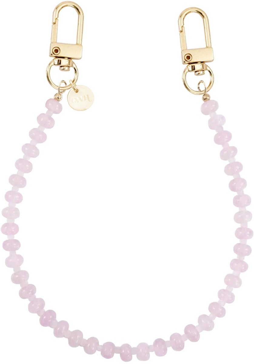 xoxo Wildhearts telefoonkoord - Dusty Pink - Kort koord - Geschikt voor iPhone - Geschikt voor Samsung - Universeel - Phone cord - Telefoonketting - Koord voor telefoon - Telefoon hanger - Kralenketting - Roze