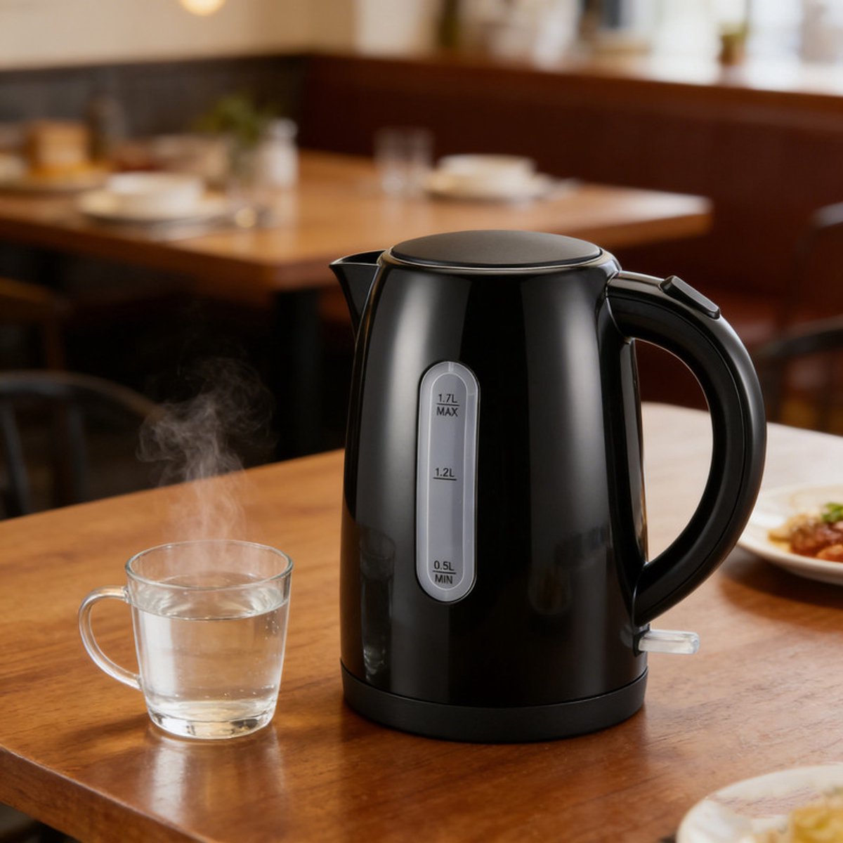 NETTLIFE Elektrische Waterkoker 1.7L - Zwart - RVS Binnenkant - Snelle Kookfunctie - Droogkookbeveiliging - Antislipvoet - Voor Thuis En Kantoor