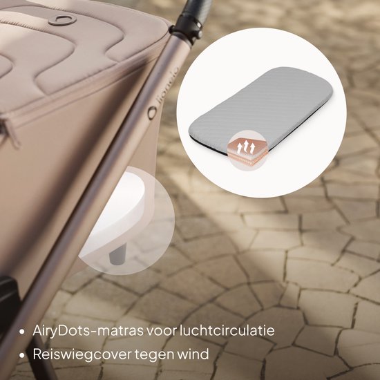 Lionelo Carmine 2 in 1 Kinderwagen - Reiswieg & Wandelwagen - GravelTech Wielen - Anti-Reflux Hoofdsteun - 3D Ventilatie - AiryDots Matras - Compact Opvouwbaar met Zitje - UPF50+ & Waterdichte Stoffen - Tot 22 kg van LIONELO — afbeelding 4