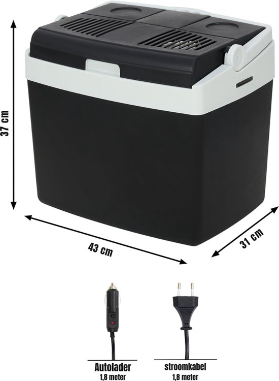 KAD® Koelbox Elektrisch - Elektrische Compressor Koelbox - Elektrische Koelbox 12 en 230 Volt - Zwart - 31cm x 43cm x 37cm van Kad — afbeelding 2