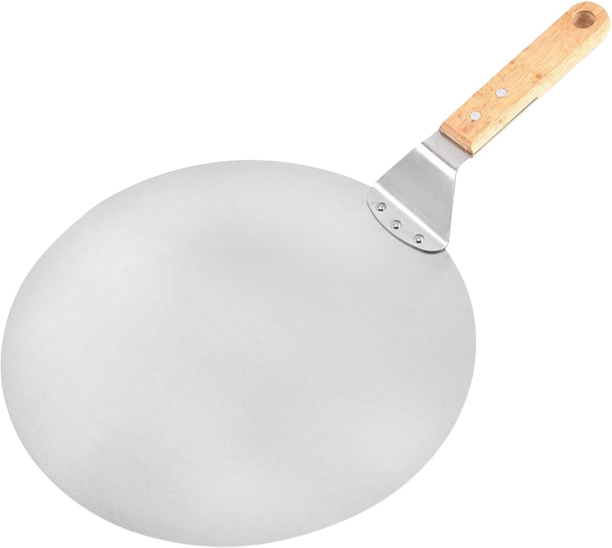 Somstyle Pizzaschep - Ø30 CM - Pizzaspatel - RVS & Hout - Voor Oven & BBQ - Zilverkleurig