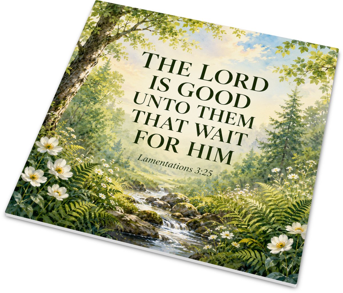 Tegeltje met Bijbeltekst - The Lord Is Good unto Them That Wait for Him - Lamentations 3:2