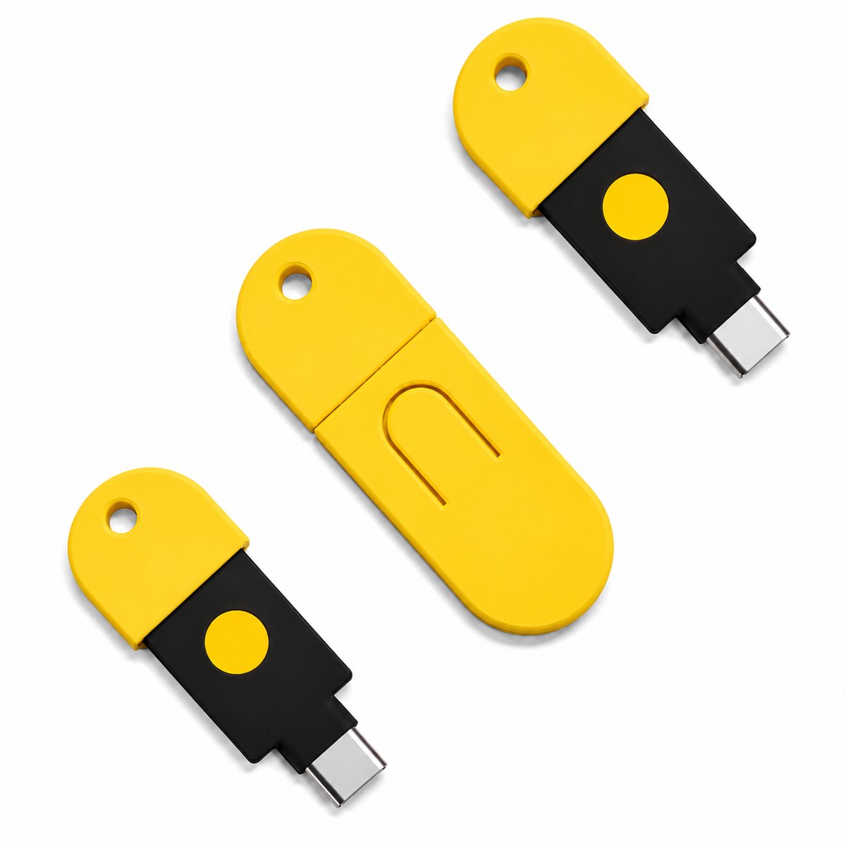 YubiKey 5C NFC Beschermhoes Sleutelhanger - YubiKey Case - YubiKey Cover - USB C Security Key Case - NFC USB-C Protector Voor YubiKey 5C NFC - Krasbestendige Opbergcase Voor Sleutelbos En Zakgebruik - 2FA Security Key Holder - Geel