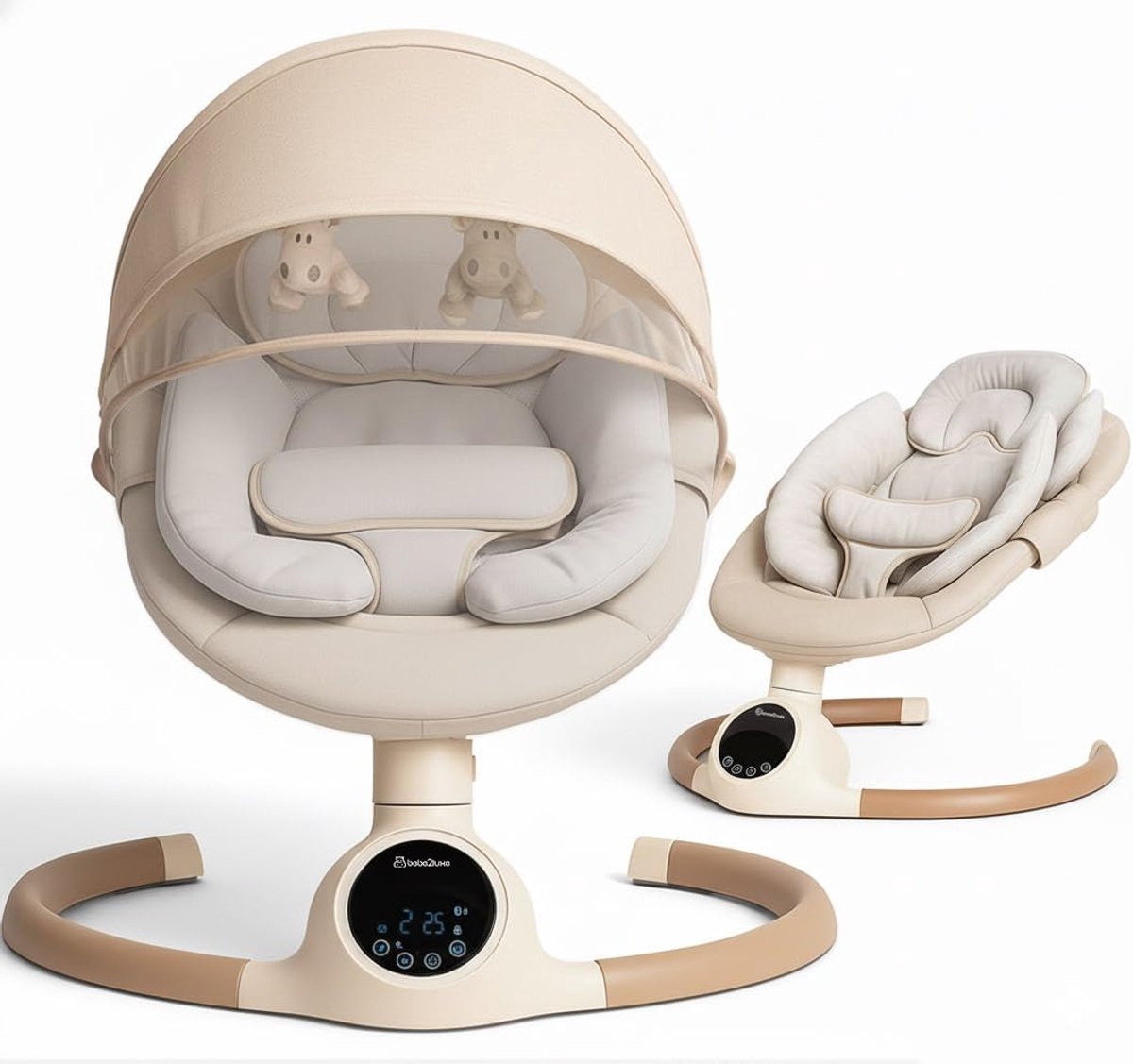 Elektrische Babyschommel - Babywip - Baby Rusten - Met Bewegingsmelder - Tot 9 kg - Beige