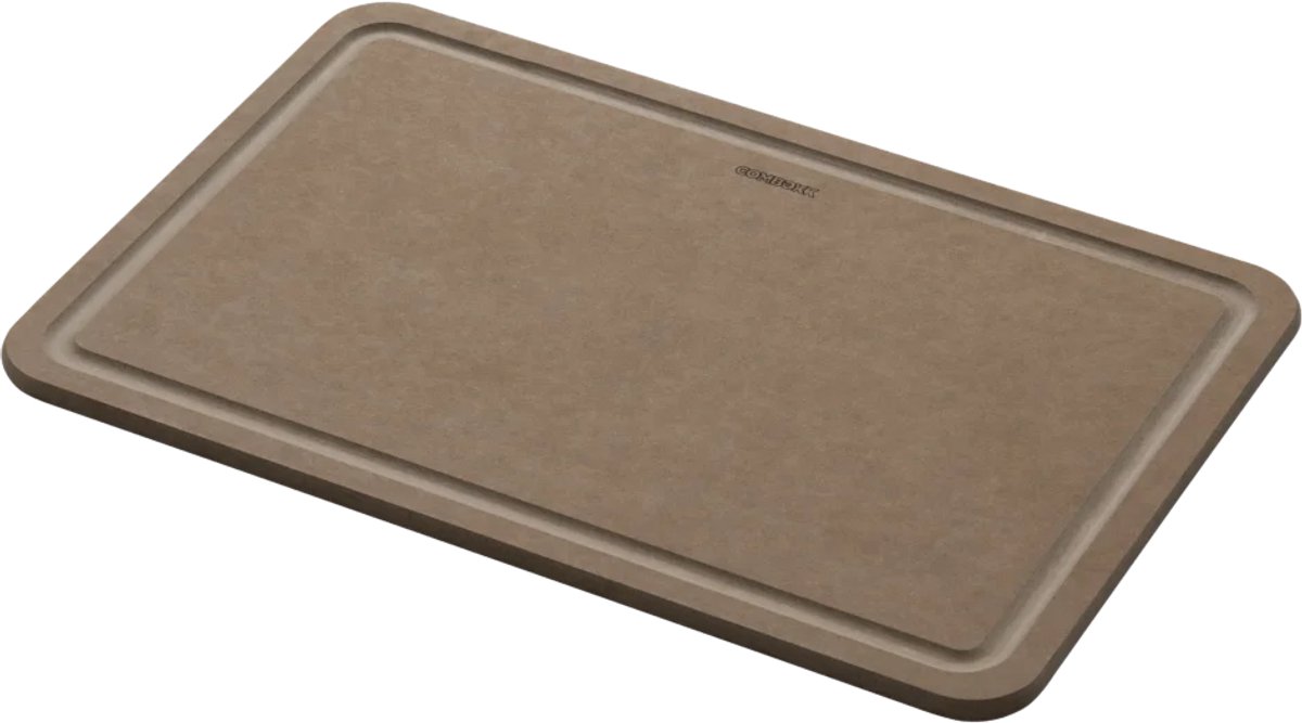 Combekk recycled papier snijplank met sapgeul 15x20cm bruin