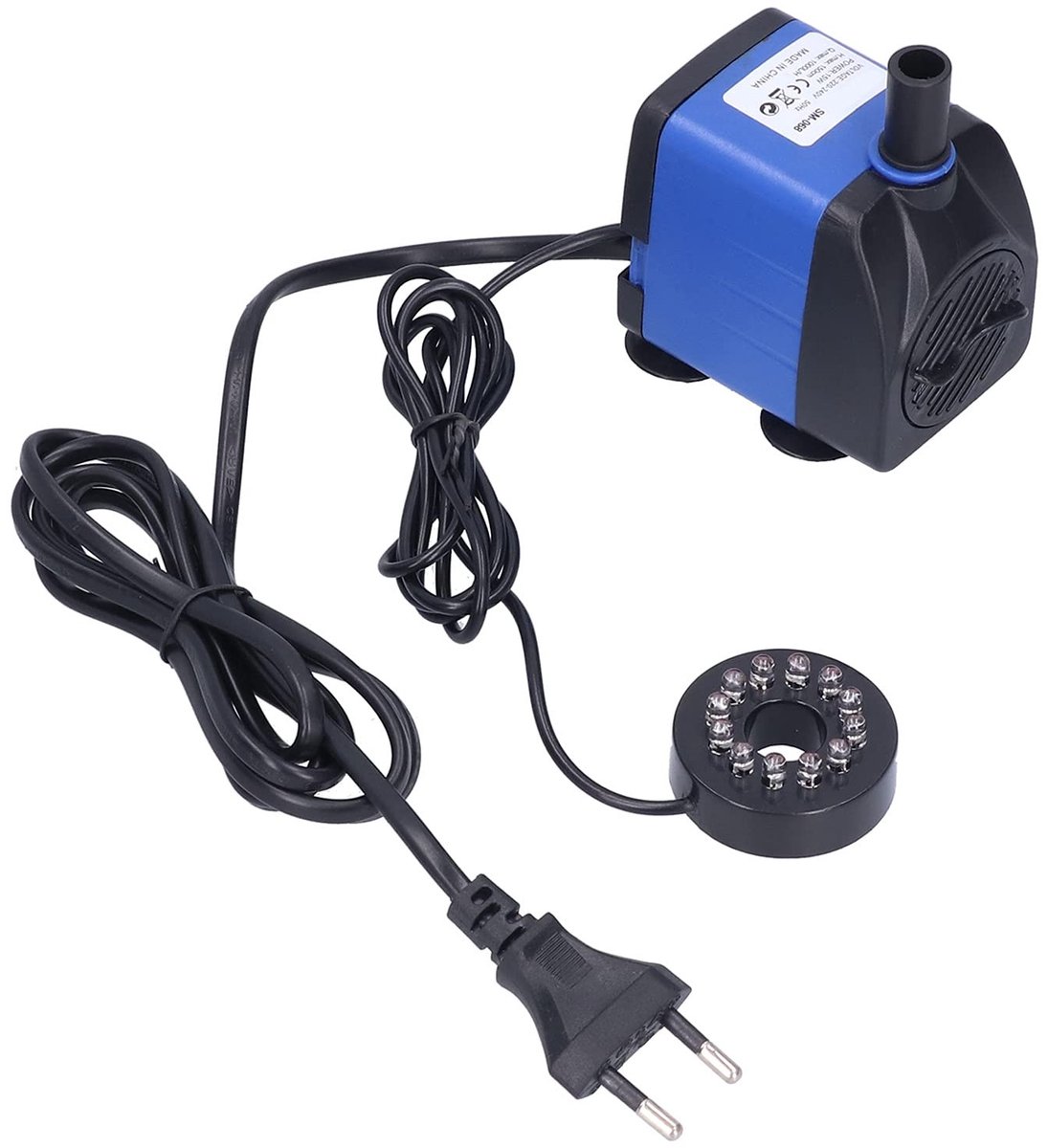 Dailygoods - Dailygoody - Waterpomp - Ultrastille Fonteinpomp - 7-kleuren LED-licht - Blauw - Dompelpomp - Geschikt voor Aquarium en Vijver