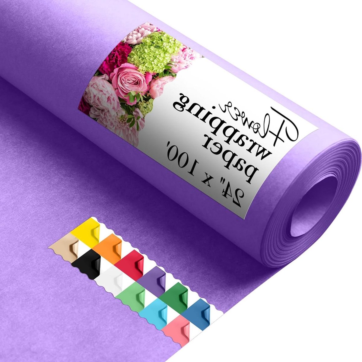 Bloemeninpakpapier Rol - Boeketpapier Kraftpapier - Bloemen Presenteren - Scheurbestendig Dik Papier - 61 cm x 30.5 m - Lila