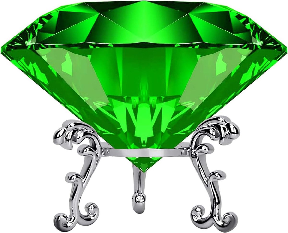 Kristallen Diamant Presse-papier - Decoratieve Edelsteen - Bureau Decoratie - Hoogwaardig K9 Kristal - 80 mm - Groen