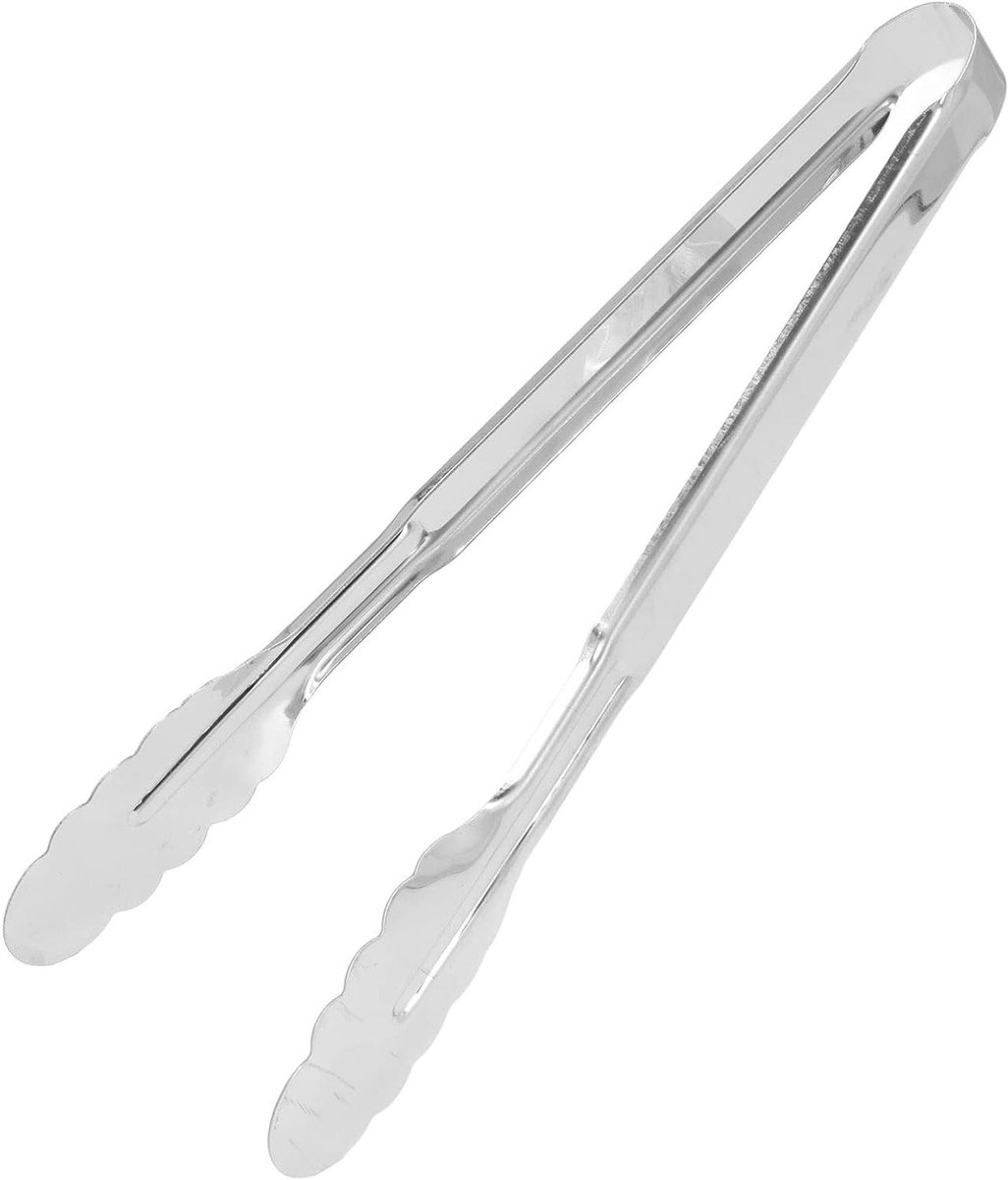 Voedseltang RVS - Keukentang Kooktang - Koken Grillen Bakken - Brede Schelpkop - 34 cm - Zilver