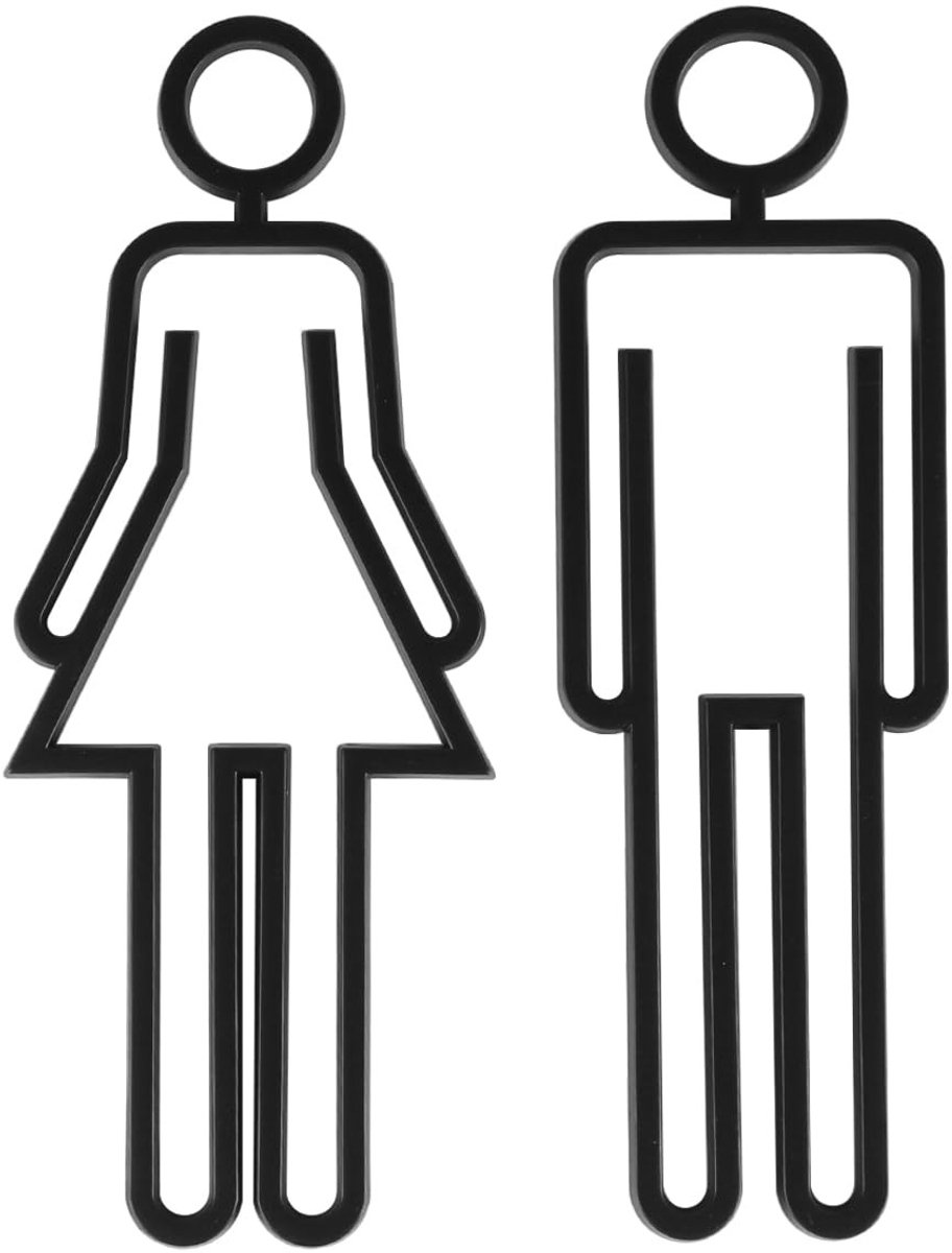 Allecto - Toiletbord Mannen en Vrouwen - Identificatieborden - Stijlvol Ontwerp - Zwart - Badkamer Accessoire - Duidelijke Aanwijzing - Geschikt vo...