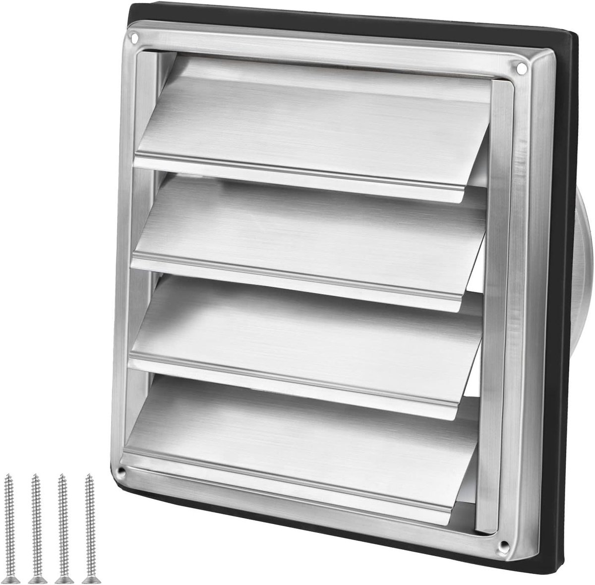 Ventilatierooster 100 mm met terugslagklep, weerbestendig roestvrijstalen rooster voor afzuigkap en luchtcirculatie