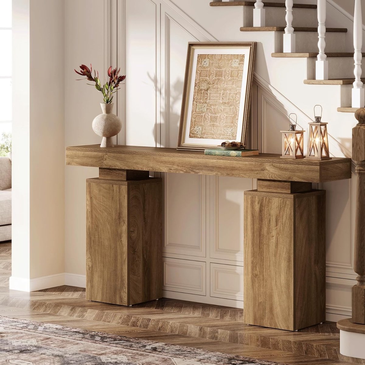 Consoletafel 160 x 30 x 85 cm Boerderij / Moderne Haltafel / Banktafel / Entry Table in Natuurlijk Hout – Dader