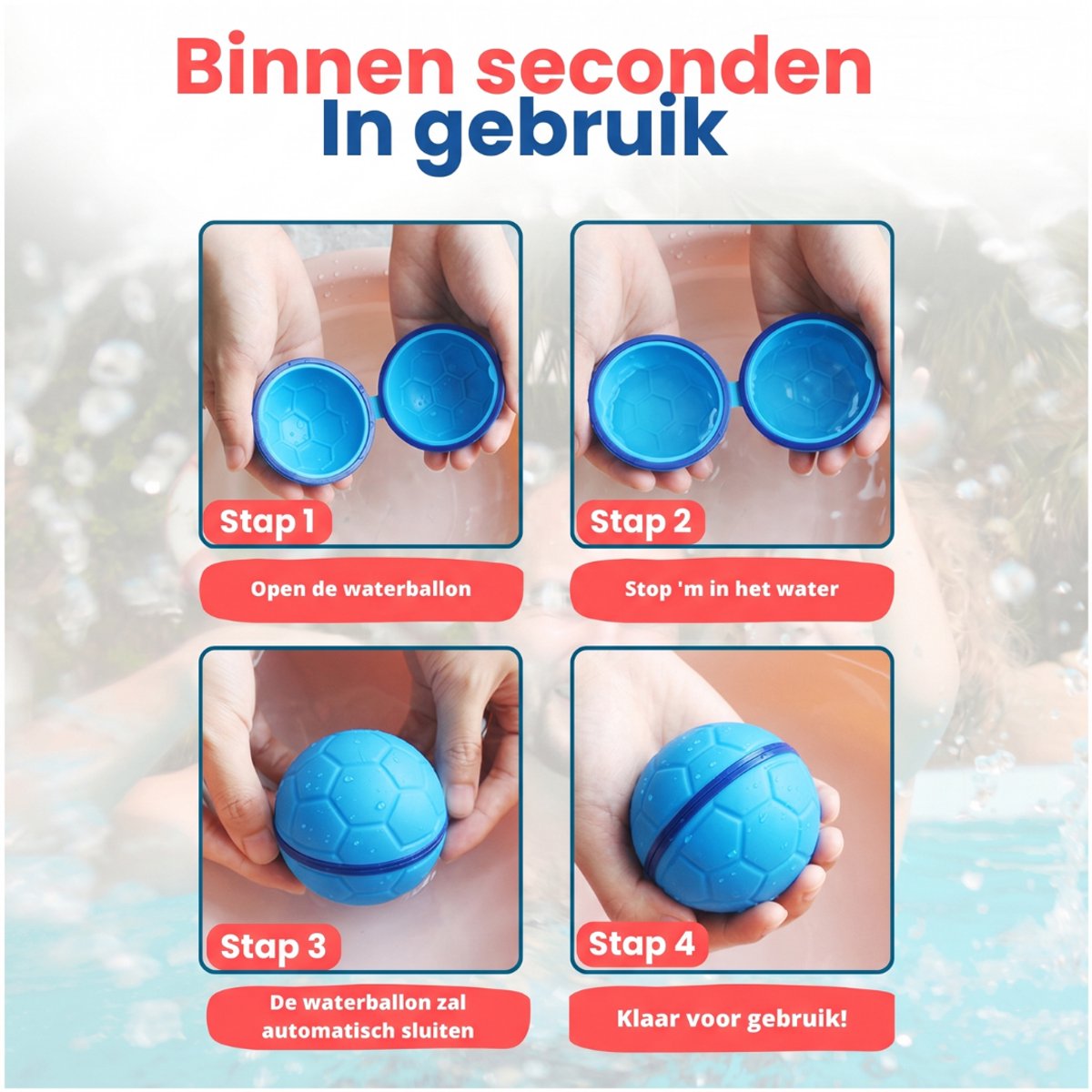 Ressplash® 10 Herbruikbare Waterballonnen - 10 Stuks - Zelfsluitend - Magnetisch - Watergevecht Speelgoed Kinderen - Waterspeelgoed Buiten - Splashbal - Zomer Cadeau – foto 3