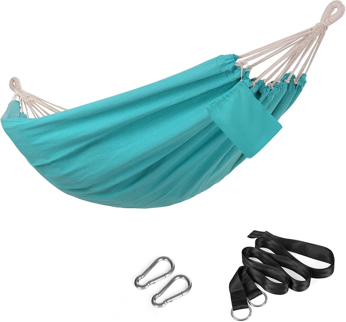 Hangmat - Draagbaar met draagtas - 210 x 150 cm - Draagvermogen tot 300 kg - Blauw - Hangmat met Spreidstok - Weerbestendig - Hangmatten Camping - hangmat 2 persoons - Verdikt touw en draagtas - van Imperatoris