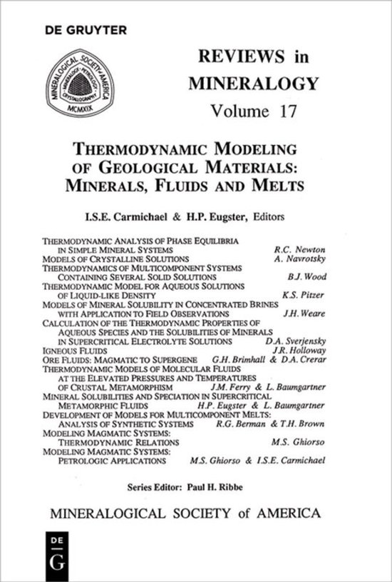 Reviews in Mineralogy & Geochemistry17- Thermodynamic Modeli ... - cover