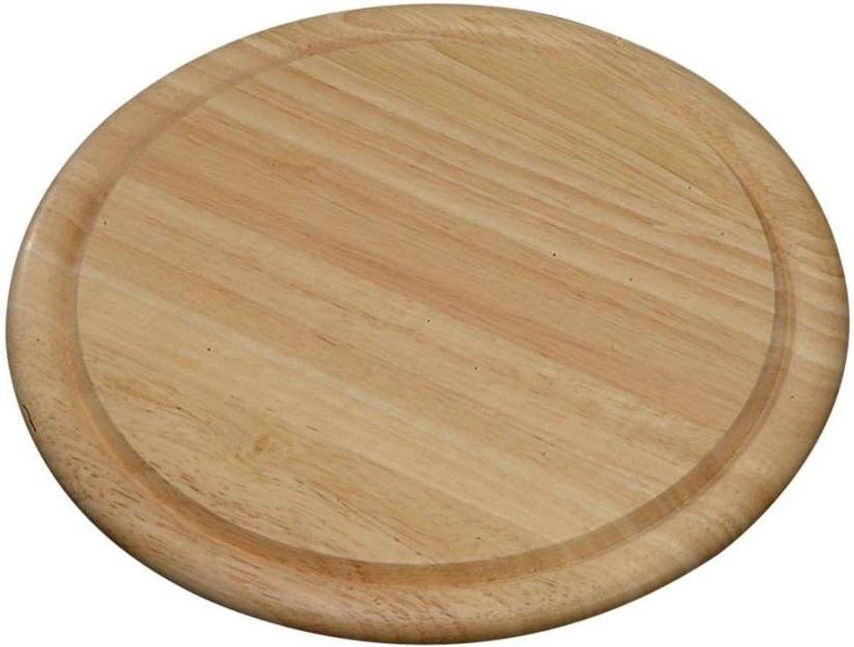 Vleesbord Rond - Snijplank - Vlees Trancheren - Over Spoelbak - 25 cm - Houtkleur