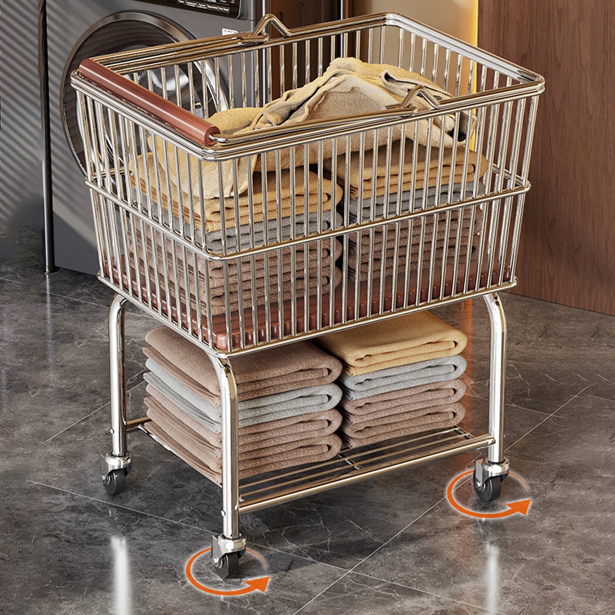 Wasmand - Vuilniswasmand - Kledingwagen - Carbon Staal - Organizer - Grote Capaciteit - Opslag