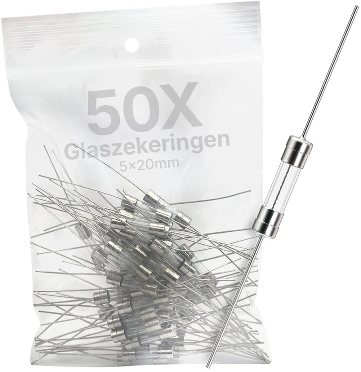 VLTG Glaszekering met Soldeerdraad - 5x20mm - 10A - Traag (T) - 250V AC - 50 stuks