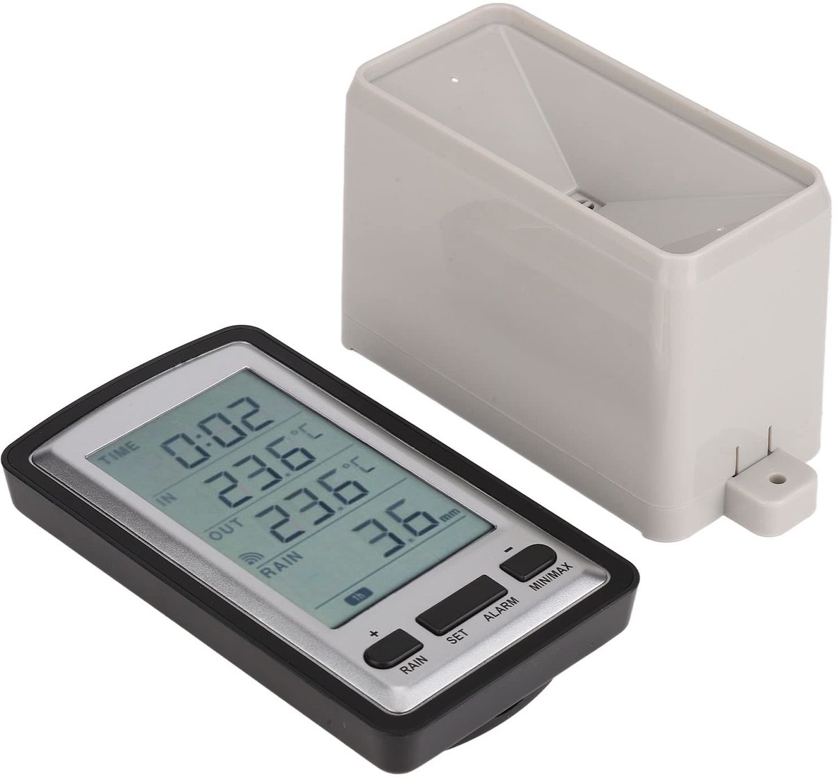 Allecto - Draadloze Digitale Regen Meter - Weerstation - Premium Design - Indoor Outdoor - Temperatuur Recorder - Handig voor Huis - 19 x 10 x 8 cm