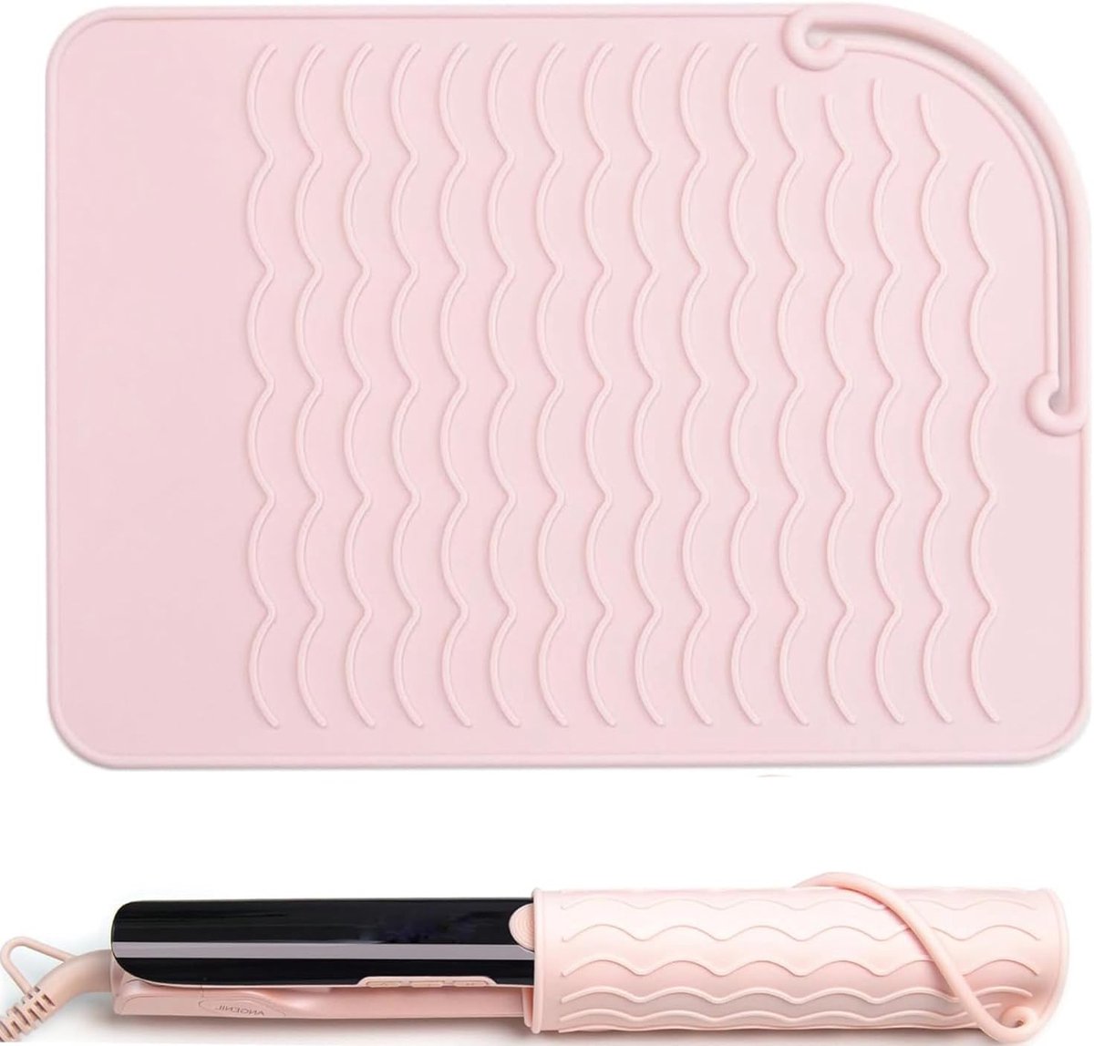 Hittebestendige Mat - Hittebestendige Siliconen Mat voor Stijltang en Krultang - Haarstyling Mat - Hoes voor Krultang - 21,8 x 16 cm - 1 stuk - Roze