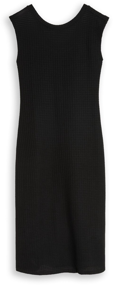 Tom Tailor Denim - Getailleerde jacquard midi-jurk - Maat S - deep black