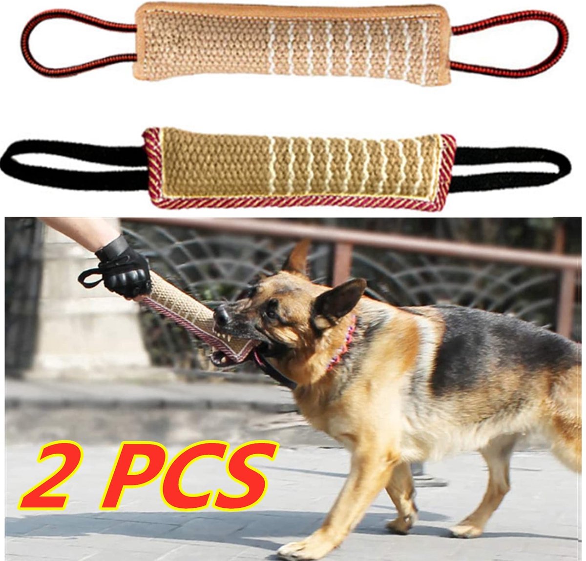 Allecto – Hondentrainer Speelgoed – Duurzaam Jute Beetkussen – Interactief Speelgoed voor Honden – Speelgoed met Handgrepen – Geschikt voor Medium …