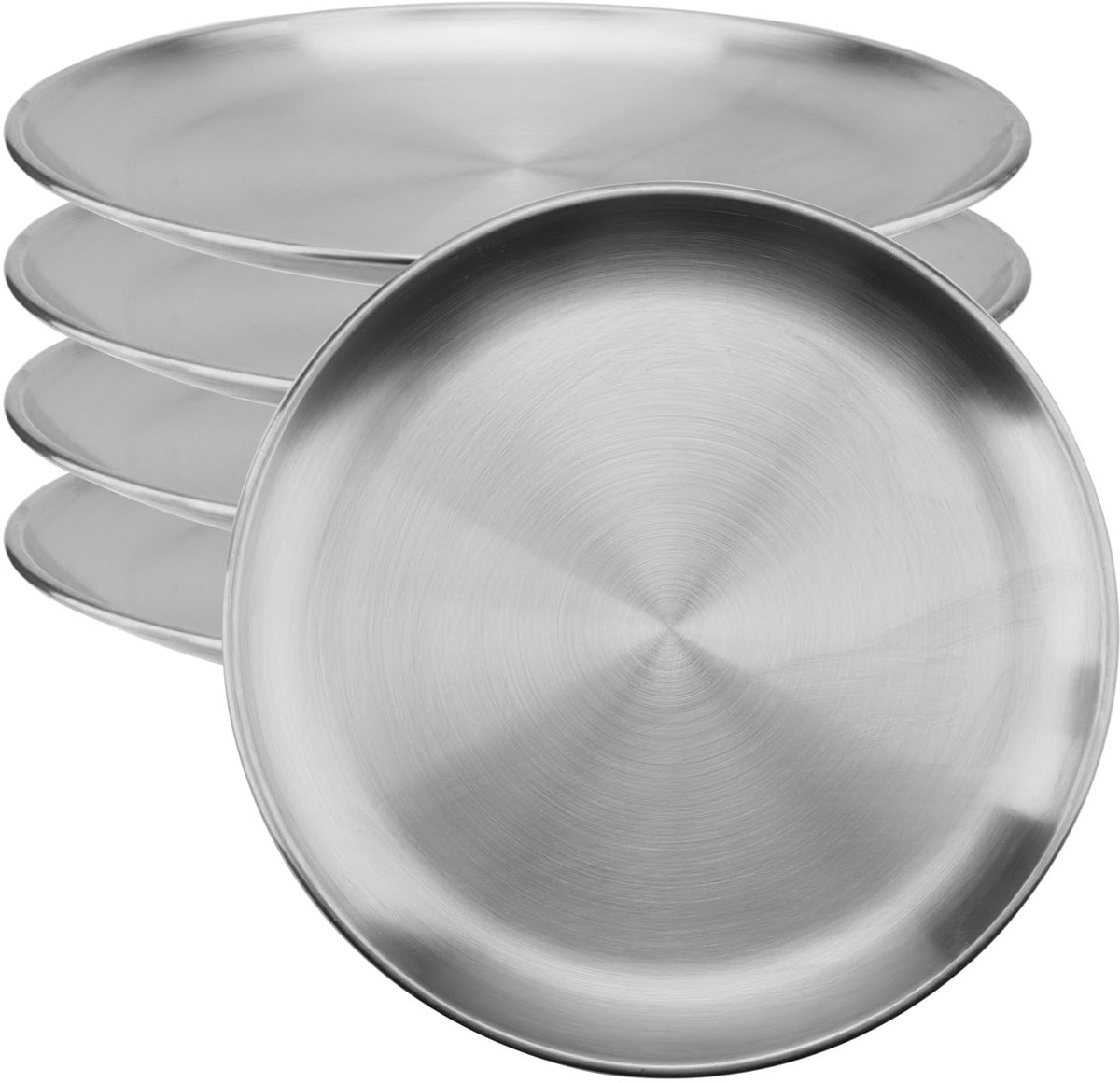 Allecto - Roestvrijstalen Dinerborden - Camping Borden - Duurzaam en Lichtgewicht - 20 cm - Perfect voor Barbecue en Picknicks - Set van 5