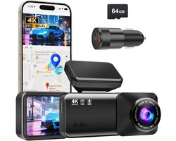 Dashcam - Dashcam voor auto - 4K Dashcam voor - Mini Dashcam - 64GB Kaart - Super Nachtzicht, Loopopname, G-sensor, 24-uurs Parkeermonitor