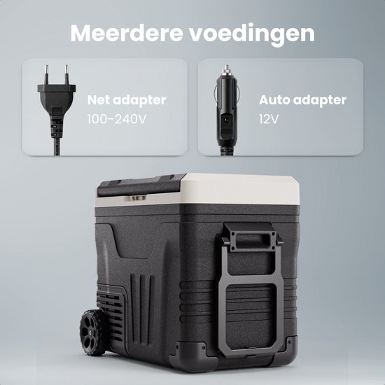 Auronic Compressor Koelbox Elektrisch 12V en 240 volt - Camping Koelkast - 50L - Met Wielen en Hendel - Frigobox - Zwart van Merkloos — afbeelding 4