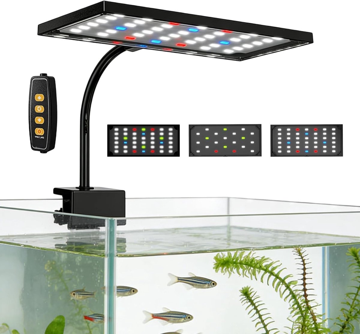 Aquarium LED verlichting met volledig spectrum, 10 helderheidsniveaus en 360 graden draaibaar, ideaal voor waterplanten tot 180 liter en USB 5V voeding